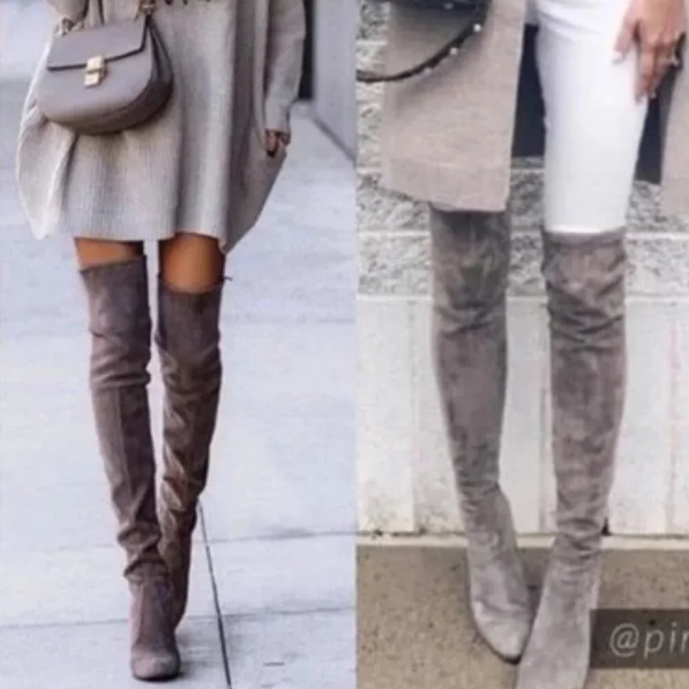 Donald Pliner Women's Dayle Suede Over-The-Knee Boot Storm size 8.5